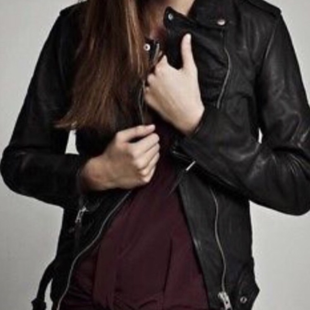All Saints “Valley” Slim Cut Leather Biker Sz4